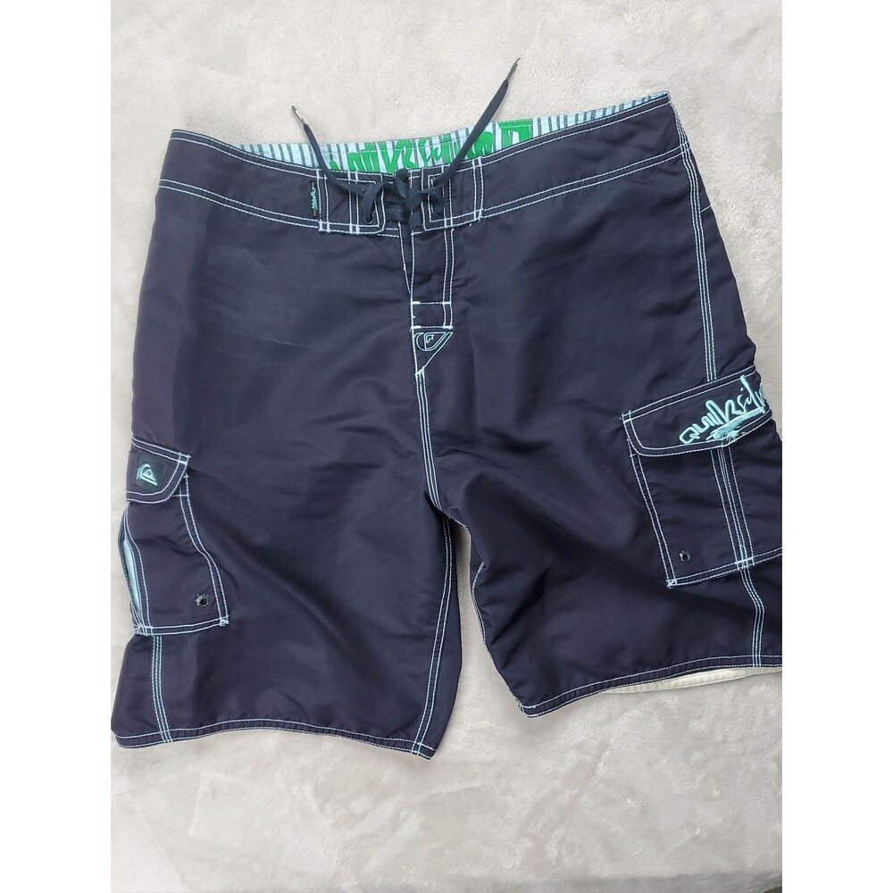 Quiksilver | Men's Size 38 (19" Waist) | Vintage Swim Board Shorts | Blue